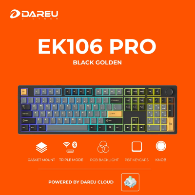 BÀN PHÍM CƠ GAMING DAREU EK106 PRO BLACK GOLDEN | Voke Gaming |