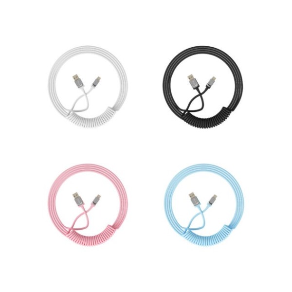 Akko Coiled Cable  (Black / White / Pink / Blue)