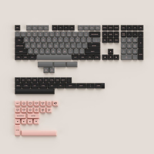 Akko Keycap set – Black Pink (PBT Double-Shot/ASA profile/158 nút)