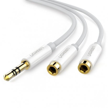UGREEN AV134 Audio 3.5mm 1 ra 2 Cao Cấp White - 12T